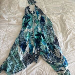 RR Hawaii Resort Multiway Dress One Size Rayon Halter Convertible Beach Cover Up